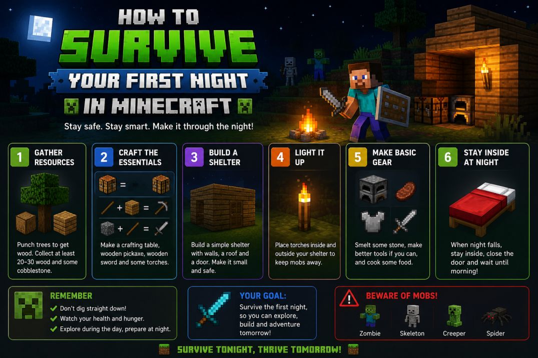How to Survive Your First Night in Minecraft