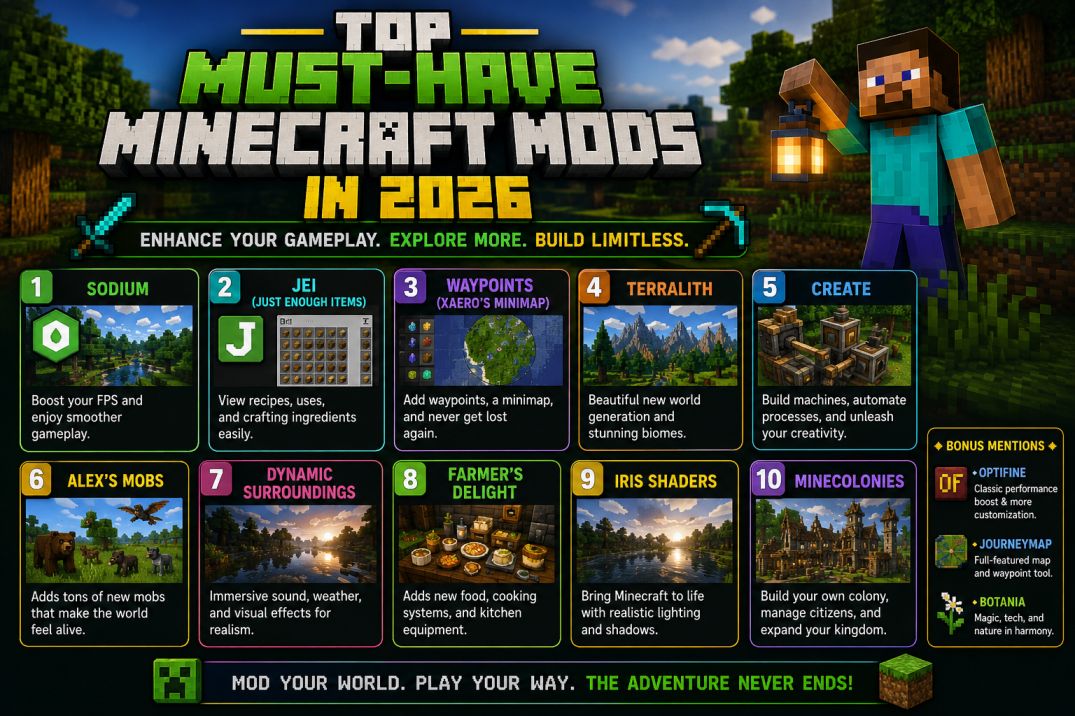 Top 10 Must-Have Minecraft Mods in 2026